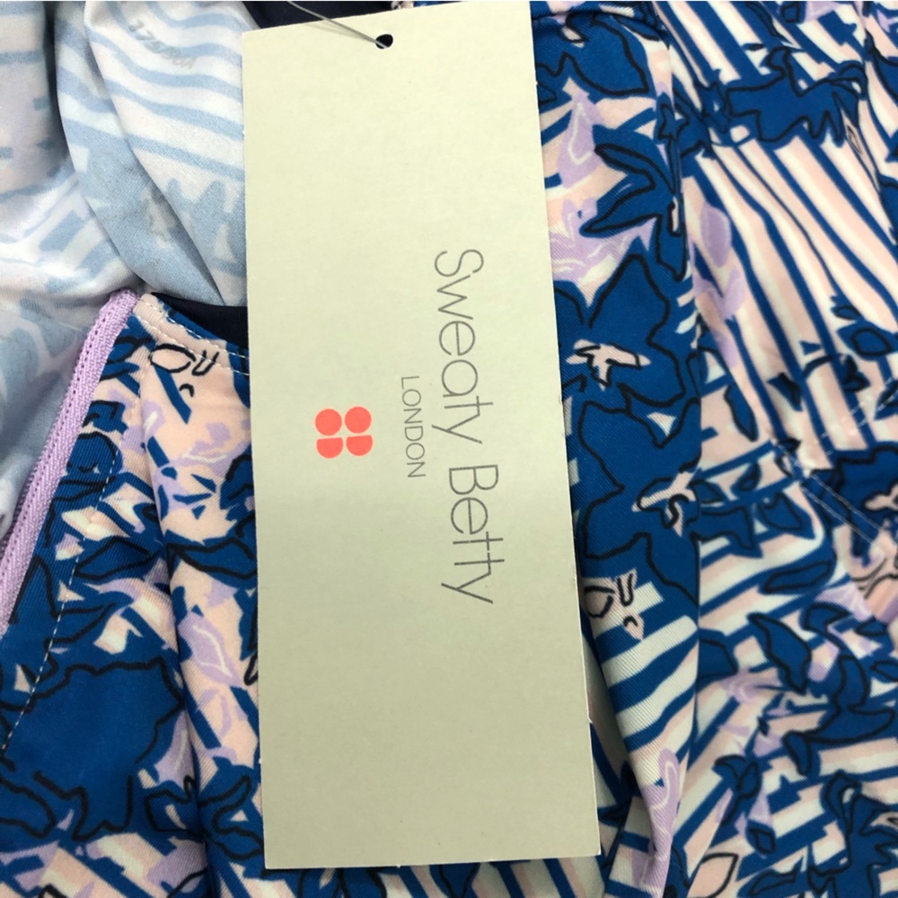 Sweaty Betty Cycling Short Sleeve Jersey Blue Floral Grid Print ~ Sizes: Various - Picture 9 of 14